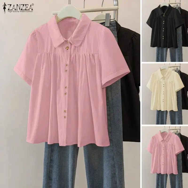 2026 ZANZEA Summer Lapel Neck Short Sleeve Blouse Women Elegant Office Work Shirt Casual Solid Buttons Tunic Tops Holiday Blusas
2026 ZANZEA Summer Lapel Neck Short Sleeve Blouse Women Elegant Office Work Shirt Casual Solid Buttons Tunic Tops Holiday Blusas