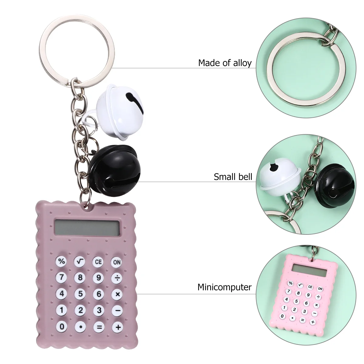 2pcs Mini Key Ring Shaped Calculator Electronic Calculator Portable Calculator for Kids Students Test (Bell, Random Color)
2pcs Mini Key Ring Shaped Calculator Electronic Calculator Portable Calculator for Kids Students Test (Bell, Random Color)
