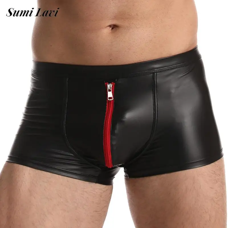 Spring Summer Sleepwear Mens PU Leather Briefs Shorts Sexy Slim Stretchy Leather Shorts Men Vintage Contrast Color Zipper Shorts
Spring Summer Sleepwear Mens PU Leather Briefs Shorts Sexy Slim Stretchy Leather Shorts Men Vintage Contrast Color Zipper Shorts