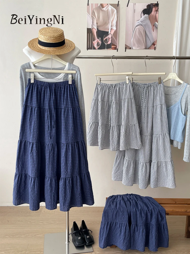 Корейская повседневная юбка-миди в клетку Beiyingni для женщин, винтажная, в стиле Харадзюку, с эластичной талией, А-силуэт, белая, синяя, Faldas
Корейская повседневная юбка-миди в клетку Beiyingni для женщин, винтажная, в стиле Харадзюку, с эластичной талией, А-силуэт, белая, синяя, Faldas