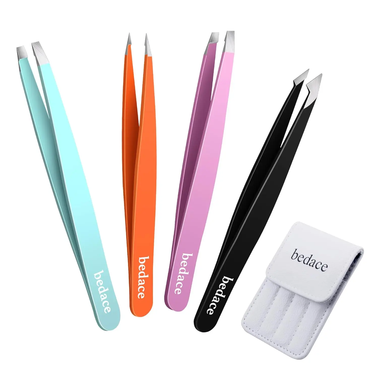 4-Pack Precision Tweezers for Women's Eyebrows and Facial Hair, Includes Leather Travel Case - Perfect Gift Set
4-Pack Precision Tweezers for Women's Eyebrows and Facial Hair, Includes Leather Travel Case - Perfect Gift Set