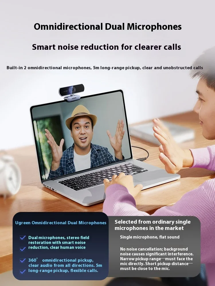 UGREEN 1080P/2K/4K Webcam with Microphone, Full HD USB Web Camera, Auto Light Correction, Video Webcam for Streaming
UGREEN 1080P/2K/4K Webcam with Microphone, Full HD USB Web Camera, Auto Light Correction, Video Webcam for Streaming