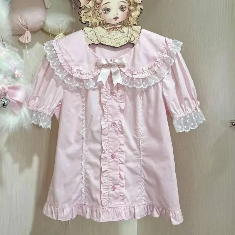 Japanese Kawaii Lolita Shirts Women Sweet Ruffles Puff Short Sleeve Slim Blouses Female Y2K Lace Bow Cute Tops Blusas Mujer
Japanese Kawaii Lolita Shirts Women Sweet Ruffles Puff Short Sleeve Slim Blouses Female Y2K Lace Bow Cute Tops Blusas Mujer
