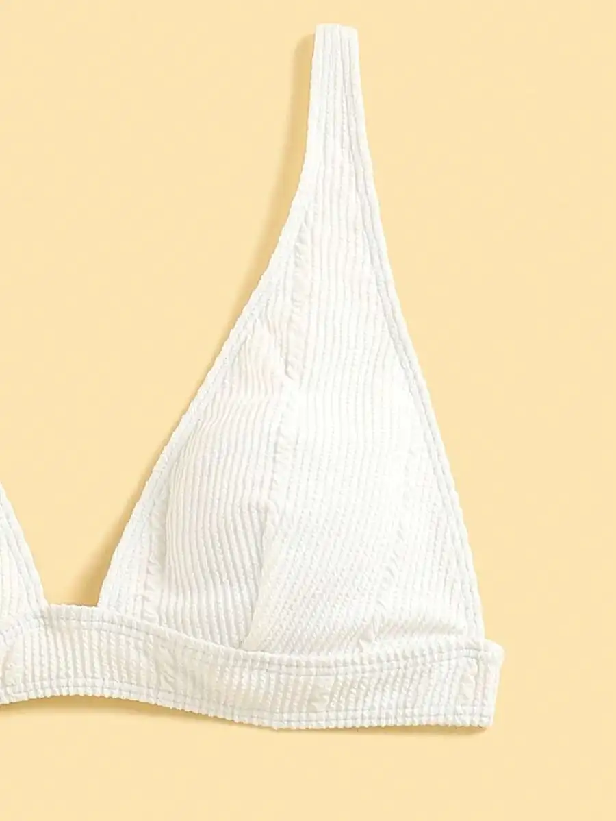 Textured High Waisted Triangle Bikini Top For Women Summer Beach Swimwear
Textured High Waisted Triangle Bikini Top For Women Summer Beach Swimwear