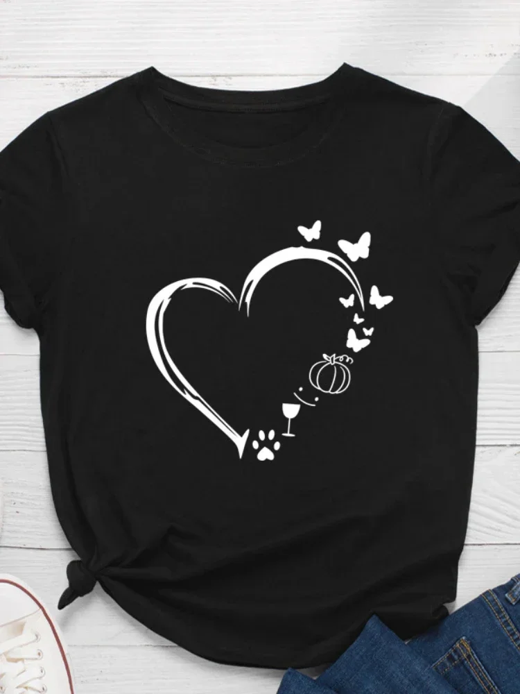 Butterflies Heart Print Women T Shirt Short Sleeve O Neck Loose Women Tshirt Ladies Tee Shirt Tops Clothes Camisetas Mujer
Butterflies Heart Print Women T Shirt Short Sleeve O Neck Loose Women Tshirt Ladies Tee Shirt Tops Clothes Camisetas Mujer