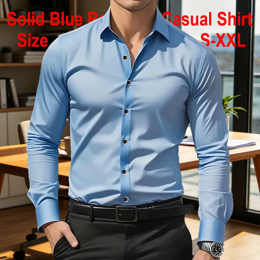 Men's Solid Blue Premium Business Casual Shirt, Slim Fit Long Sleeve Wrinkle Resistant Dress Shirt, 5 Colors Available, S-XXL
Men's Solid Blue Premium Business Casual Shirt, Slim Fit Long Sleeve Wrinkle Resistant Dress Shirt, 5 Colors Available, S-XXL