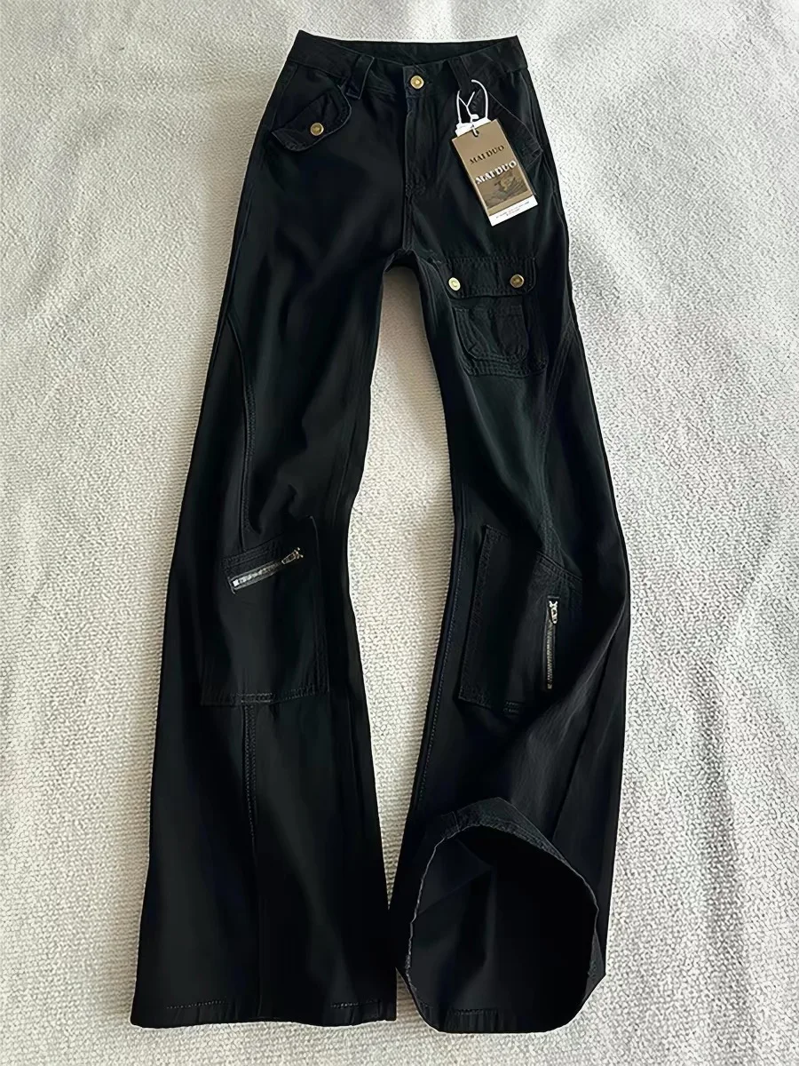 American Style Black Denim Jeans Women's Spring Autumn New Slim Straight Design Zipper Splicing Hoof Flared Pants
American Style Black Denim Jeans Women's Spring Autumn New Slim Straight Design Zipper Splicing Hoof Flared Pants