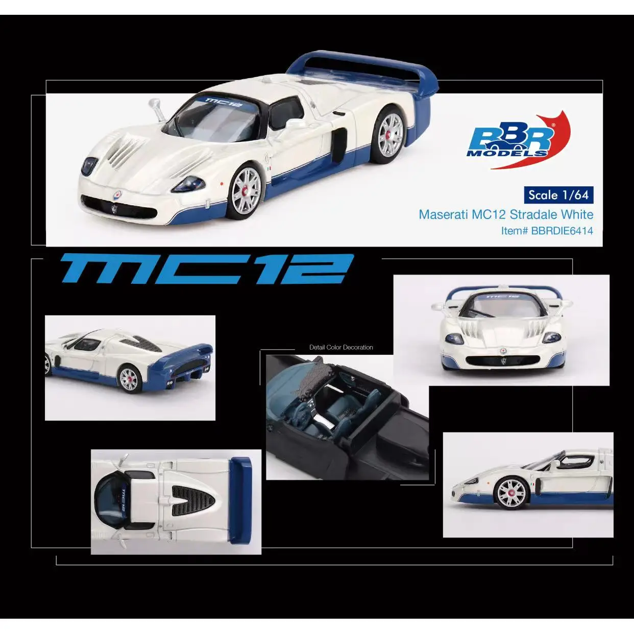 BBR 1:64 Игрушечная модель автомобиля MC12 из сплава, литой спортивный автомобиль-белый
BBR 1:64 Игрушечная модель автомобиля MC12 из сплава, литой спортивный автомобиль-белый