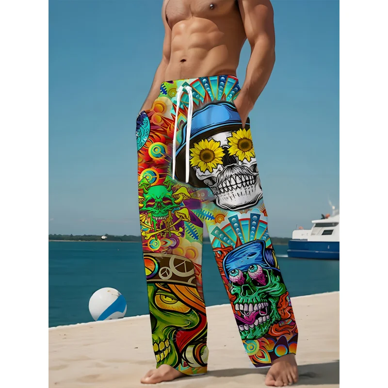 Men'S Summer Fashion Casual Pants Comfortable Loose-Fit 3D Skull Print Polyester Trousers Suitable For Outdoor Activities
Men'S Summer Fashion Casual Pants Comfortable Loose-Fit 3D Skull Print Polyester Trousers Suitable For Outdoor Activities
