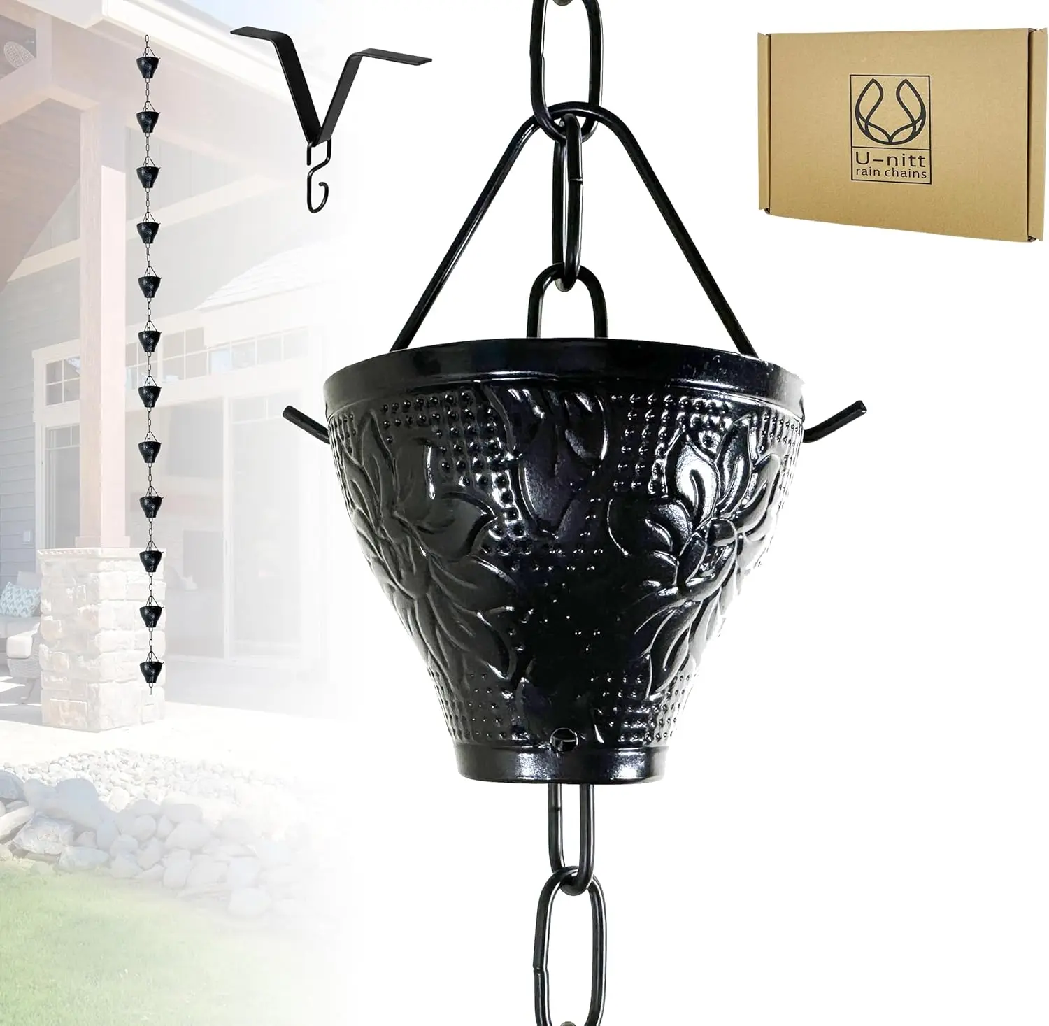 8.5 FT Rain Chain for Gutters, Water Collection System with Sunflower Cups and Gutter Clip, Works in Heavy Rain
8.5 FT Rain Chain for Gutters, Water Collection System with Sunflower Cups and Gutter Clip, Works in Heavy Rain