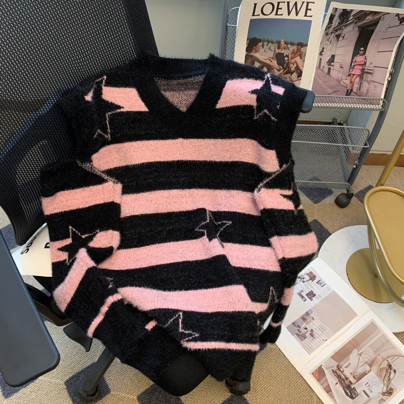 New Arrival Striped star Knitted Pullovers Sweater Women's Spring Autumn Loose Korean Fashion detachable Sleeve Sweaters Jumper
New Arrival Striped star Knitted Pullovers Sweater Women's Spring Autumn Loose Korean Fashion detachable Sleeve Sweaters Jumper