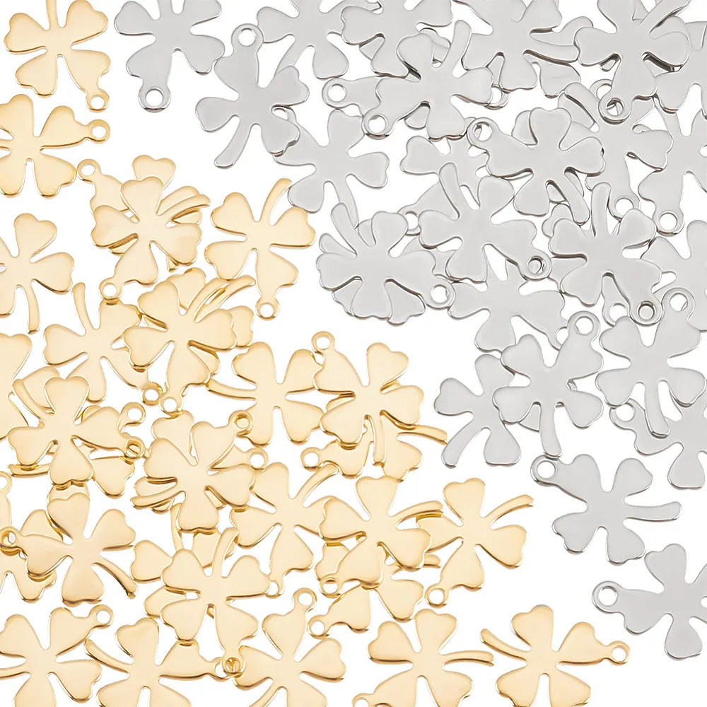60Pcs 2 Colors 201 & 304 Stainless Steel Pendants Clover Mixed Color 13.5x10x0.7~0.8mm Hole: 1mm 30pcs/color
60Pcs 2 Colors 201 & 304 Stainless Steel Pendants Clover Mixed Color 13.5x10x0.7~0.8mm Hole: 1mm 30pcs/color