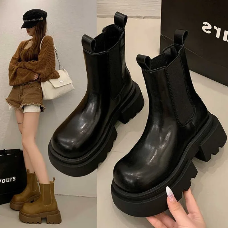Women Boots 2025 New British Style Women's Ankle Boots Thick Soled Slip On Chelsea Boots For 2025 Autumn Winter Boots
Women Boots 2025 New British Style Women's Ankle Boots Thick Soled Slip On Chelsea Boots For 2025 Autumn Winter Boots