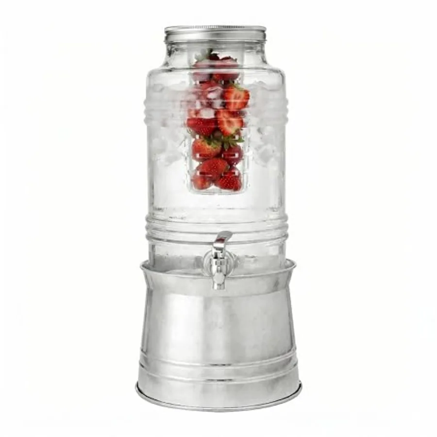 Breeze Glass Beverage Dispenser with Base Metal Stand Transforms to Ice Bucket, Lid, Fruit Infuser and Ice Insert, Entertainmen
Breeze Glass Beverage Dispenser with Base Metal Stand Transforms to Ice Bucket, Lid, Fruit Infuser and Ice Insert, Entertainmen