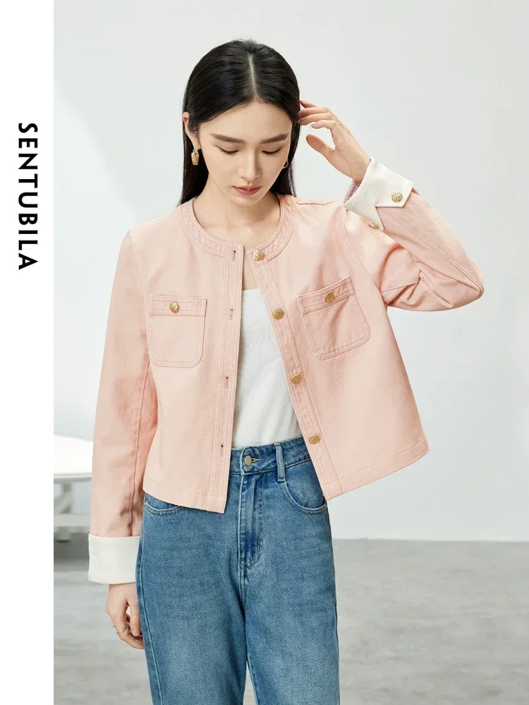 SENTUBILA Denim Jacket Women 2025 Spring Comfort 100% Cotton Outerwear Long Sleeve Round Neck Female Jeans Coat W41W53841
SENTUBILA Denim Jacket Women 2025 Spring Comfort 100% Cotton Outerwear Long Sleeve Round Neck Female Jeans Coat W41W53841