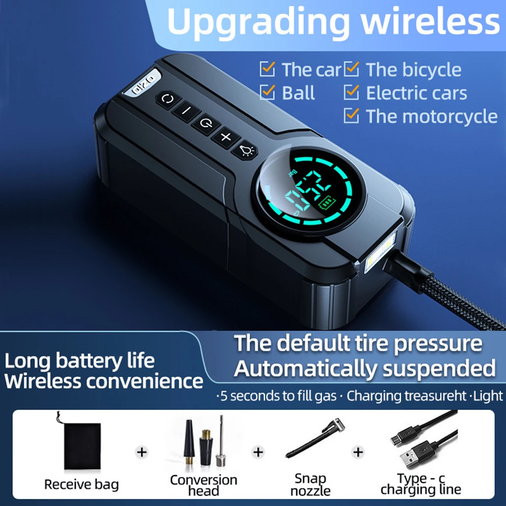 12V Tire Inflator Portable Air Compressor With Digital Pressure Gauge LED Lighting Power Bank Function Electric Tire Pump
12V Tire Inflator Portable Air Compressor With Digital Pressure Gauge LED Lighting Power Bank Function Electric Tire Pump
