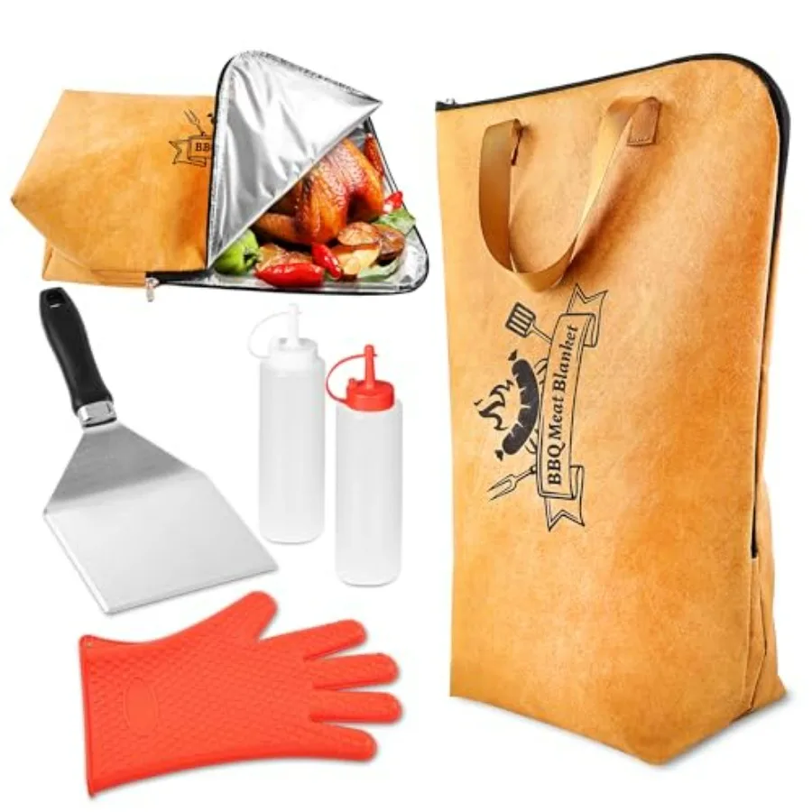 5-in-1 Grill Accessories Set with Insulated Meat Resting Blanket and Heavy Duty Spatula BBQ Tools Kit, 5-Layer Heat Retention,
5-in-1 Grill Accessories Set with Insulated Meat Resting Blanket and Heavy Duty Spatula BBQ Tools Kit, 5-Layer Heat Retention,