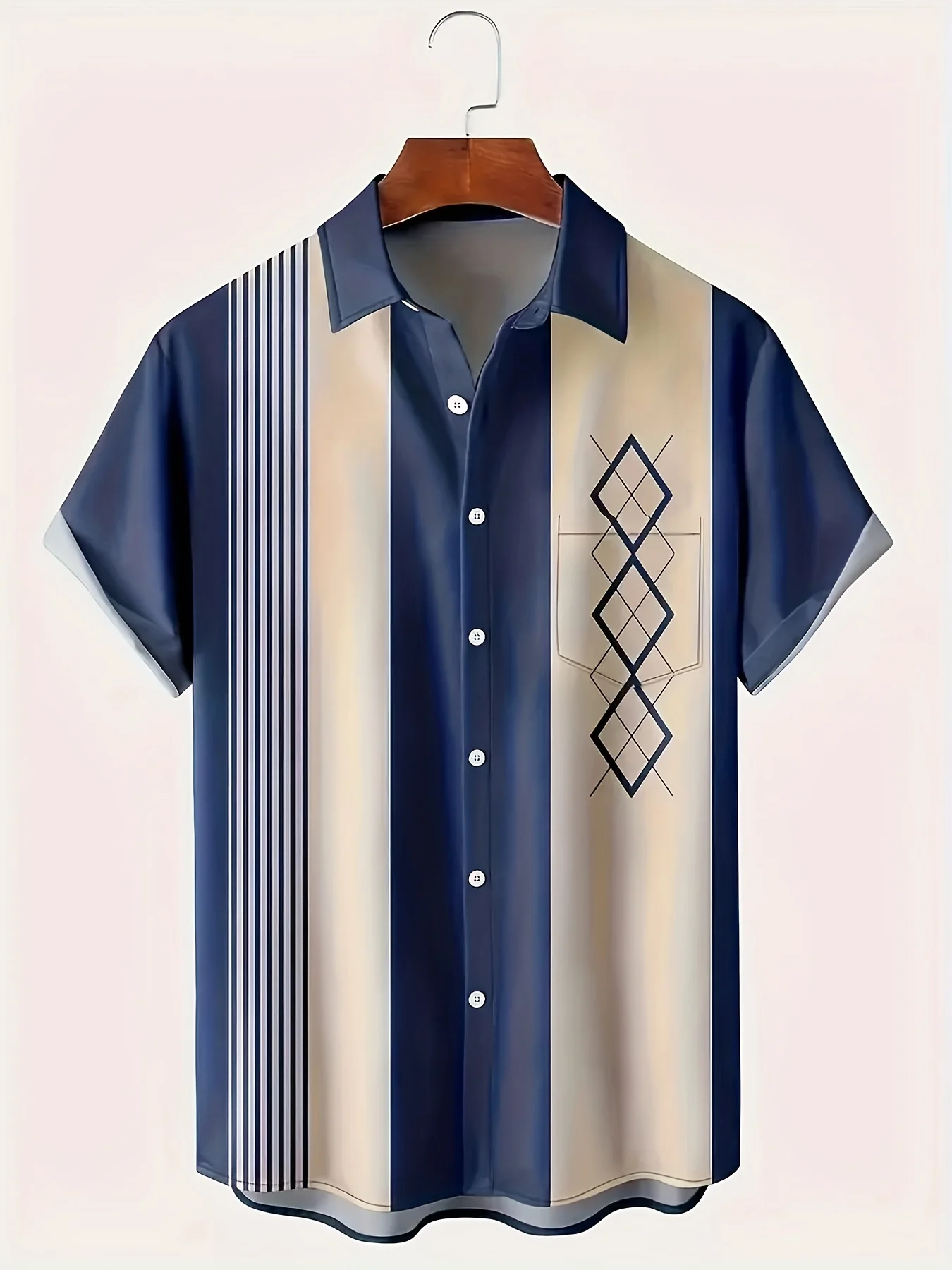 Men's Shirt - Striped and Multicolored Short-Sleeved Collar Shirt - Casual Buttoned Shirt Suitable for Daily Summer Wear - Shirt
Men's Shirt - Striped and Multicolored Short-Sleeved Collar Shirt - Casual Buttoned Shirt Suitable for Daily Summer Wear - Shirt