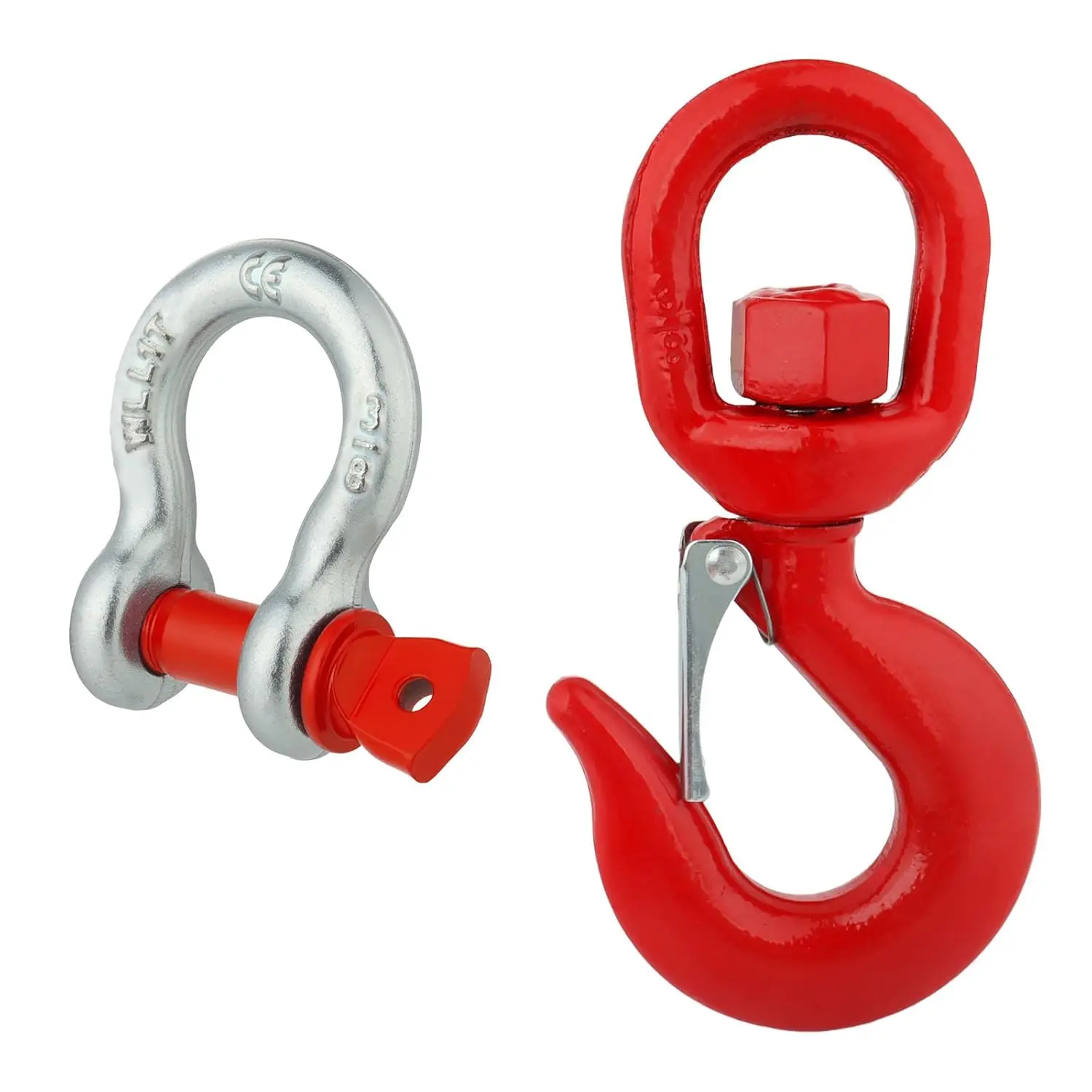 1 Ton Swivel Lifting Hook with 3/8'' D Ring Shackles, Heavy Duty Alloy Steel for Tow Strap, Winch, Recovery, 2200 lbs Load Limit
1 Ton Swivel Lifting Hook with 3/8'' D Ring Shackles, Heavy Duty Alloy Steel for Tow Strap, Winch, Recovery, 2200 lbs Load Limit