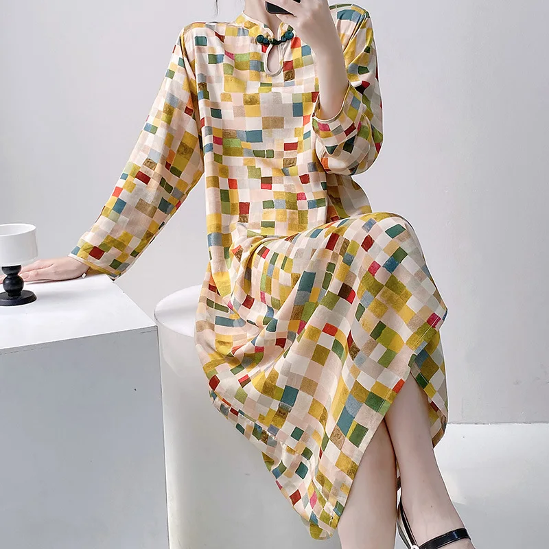 Women's Retro Long Sleeve New Chinese Style National Chinese Knot Button Cheongsam Dress plus Size Nightdress satin nightdress
Women's Retro Long Sleeve New Chinese Style National Chinese Knot Button Cheongsam Dress plus Size Nightdress satin nightdress