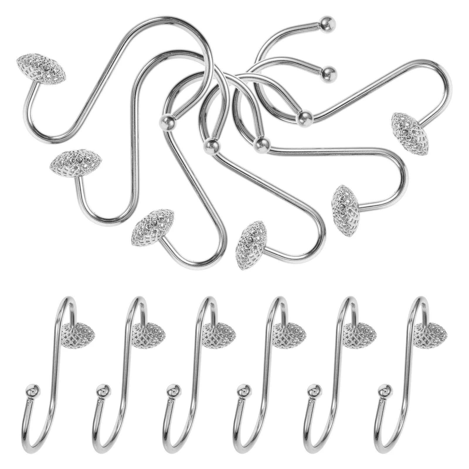12 Pcs Hooks Lightweight Iron Shower Bath Bedroom Silver Reusable Decorative Bathroom Accessories Curtains Rod Hooks
12 Pcs Hooks Lightweight Iron Shower Bath Bedroom Silver Reusable Decorative Bathroom Accessories Curtains Rod Hooks