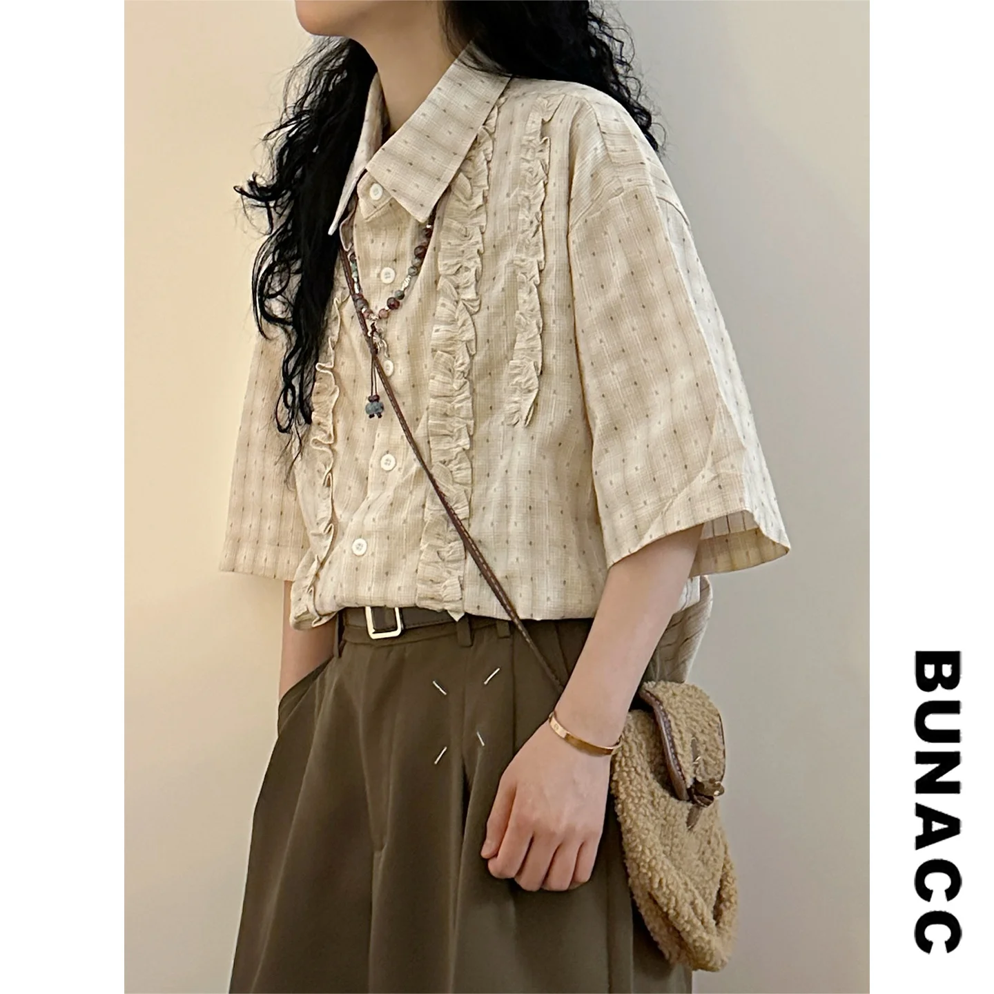 Summer Textured Loose Short Sleeve Shirt Vintage Hong Kong Style Pleated Casual Women's Top BUNACC2026 Fashionable Checkered ...
Summer Textured Loose Short Sleeve Shirt Vintage Hong Kong Style Pleated Casual Women's Top BUNACC2026 Fashionable Checkered ...