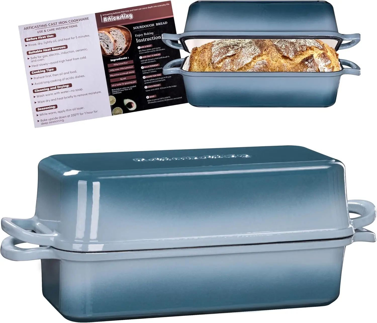 11x5 Inch Cast Iron Loaf Pan with Lid, 5.8 Qt Large Bread Pan for Sourdough, Heavy Duty Dutch Oven for Crispy Crust
11x5 Inch Cast Iron Loaf Pan with Lid, 5.8 Qt Large Bread Pan for Sourdough, Heavy Duty Dutch Oven for Crispy Crust