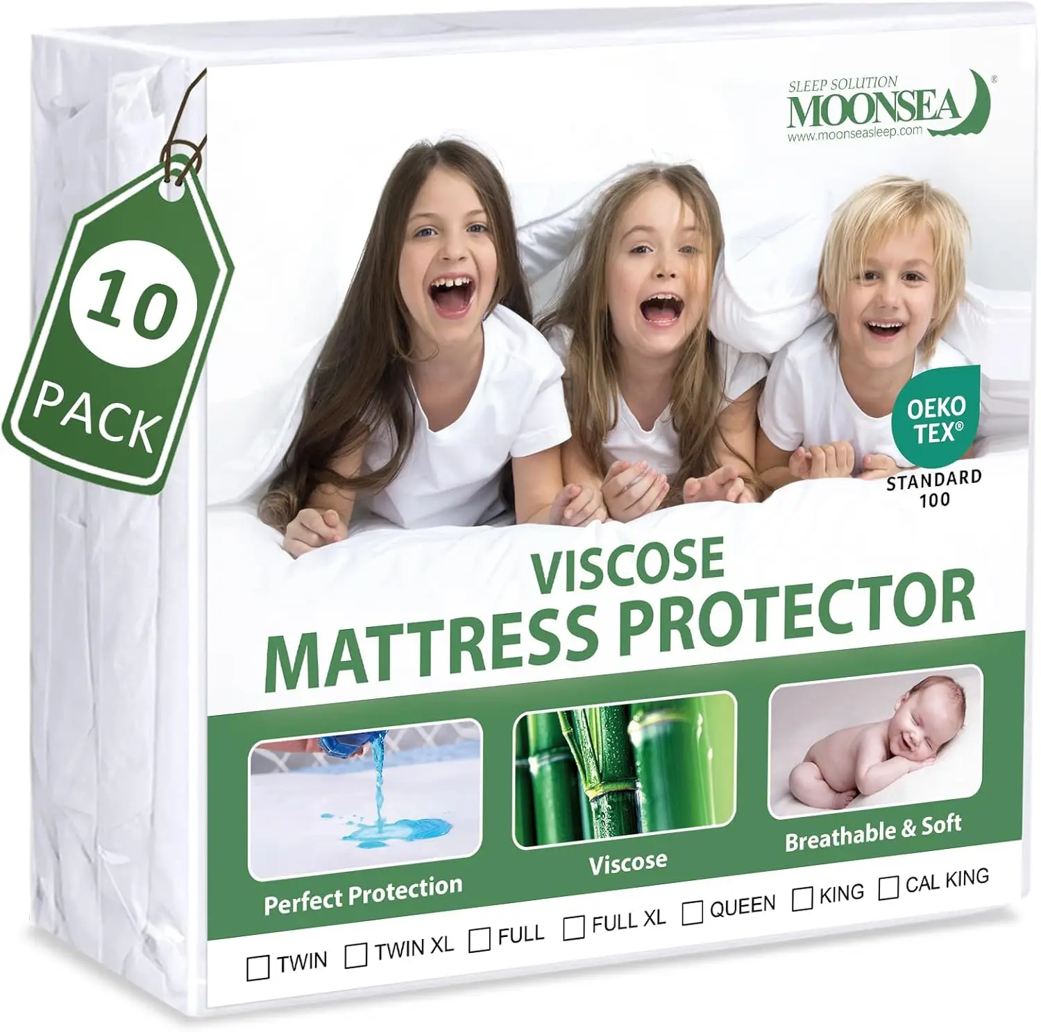Twin Mattress Protector, Waterproof & Breathable, 14" Deep Pocket, Soft Viscose Jersey, 10 Pack
Twin Mattress Protector, Waterproof & Breathable, 14" Deep Pocket, Soft Viscose Jersey, 10 Pack