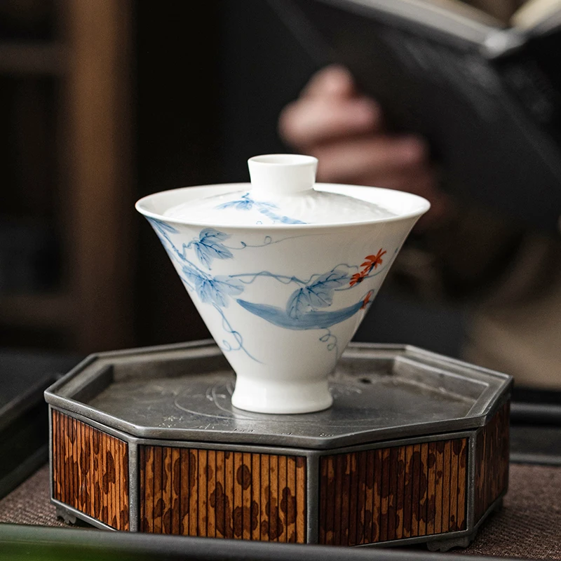 9.4X8.5CM Dehua Hand-painted Loofah Hat Lid Bowl/single/high-end Heat-resistant Tea Bowl/white Porcelain/140ML
9.4X8.5CM Dehua Hand-painted Loofah Hat Lid Bowl/single/high-end Heat-resistant Tea Bowl/white Porcelain/140ML