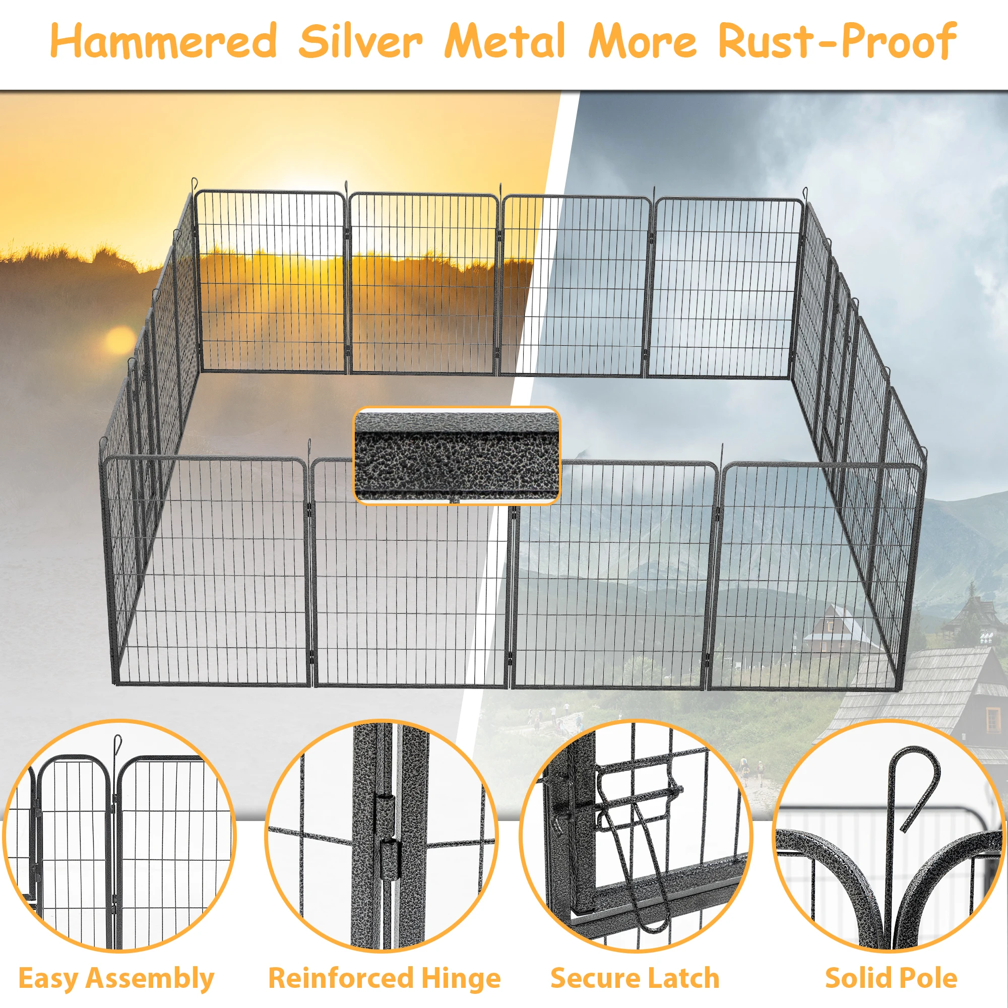 Dog Playpen Outdoor 16 Panels Dog Pen 40" Height Dog Fence Exercise Pen With Doors For Large Medium Small Dogs
Dog Playpen Outdoor 16 Panels Dog Pen 40" Height Dog Fence Exercise Pen With Doors For Large Medium Small Dogs