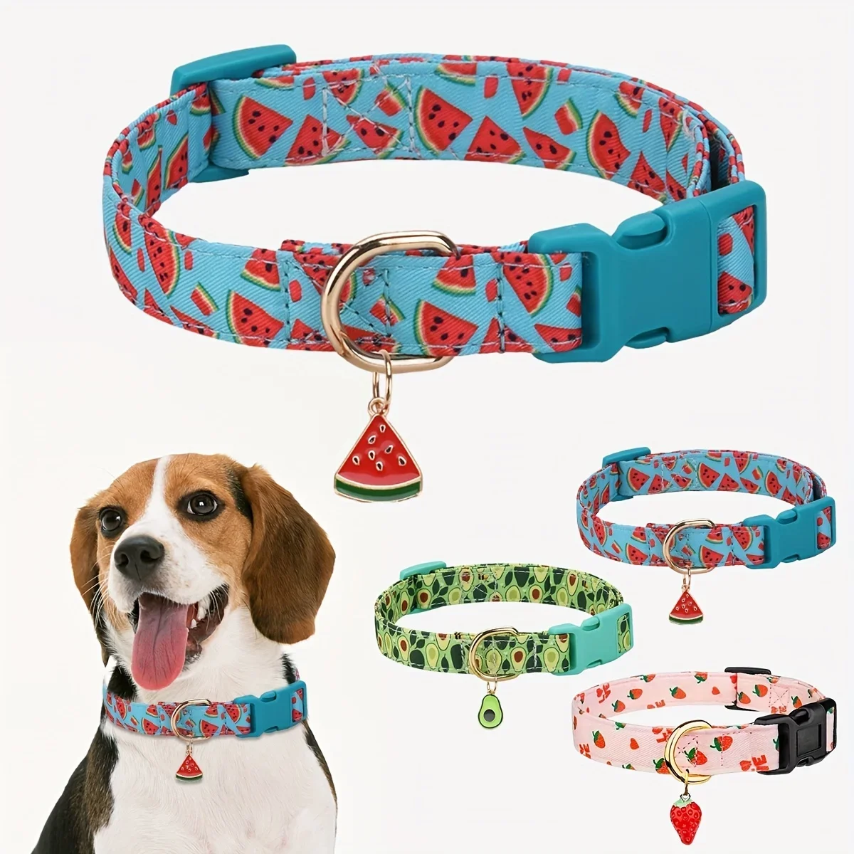 Fruit Print Polyester Dog Collar Set with Adjustable Buckles and Zinc Alloy Rings Stylish and Durable, Machine Washable Dog ears
Fruit Print Polyester Dog Collar Set with Adjustable Buckles and Zinc Alloy Rings Stylish and Durable, Machine Washable Dog ears