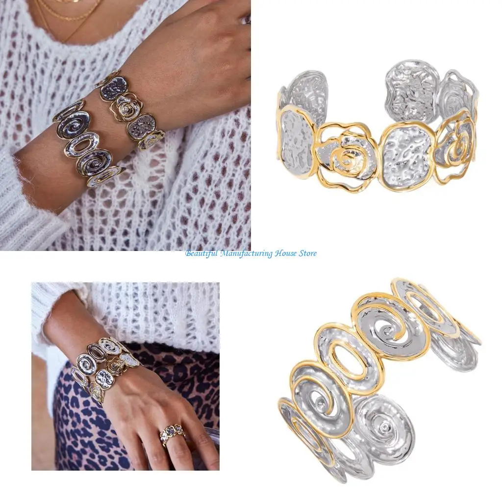 E56A Trendy Open Cuff Wristband Two Tone Stainless Steel Twist Design Wrist Bracelet
E56A Trendy Open Cuff Wristband Two Tone Stainless Steel Twist Design Wrist Bracelet