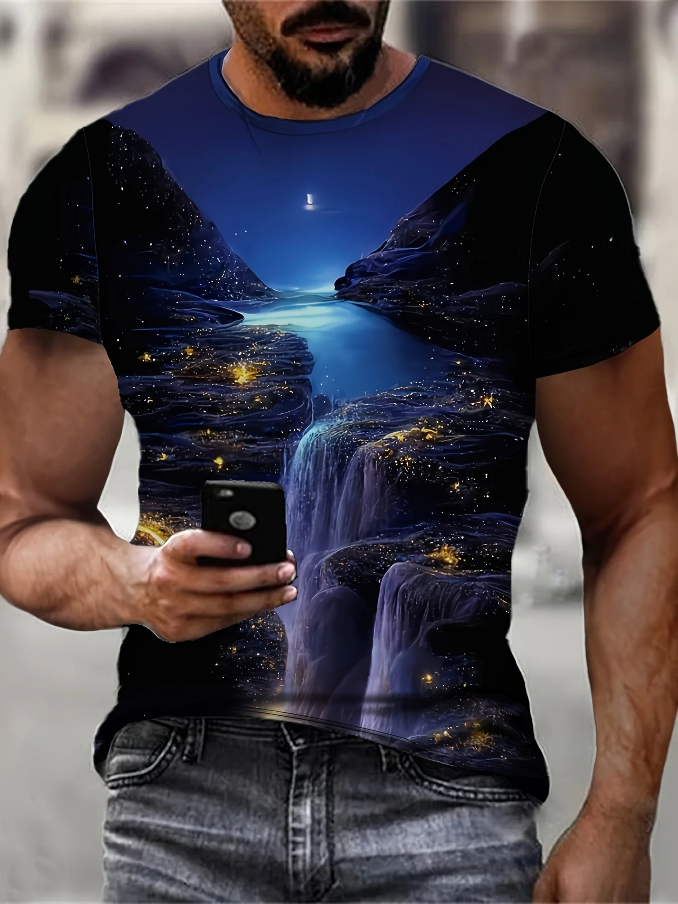 Men's Waterfall Graphic Print T-shirt, Short Sleeve Crew Neck Tee, Men's Clothing for Summer Outdoor
Men's Waterfall Graphic Print T-shirt, Short Sleeve Crew Neck Tee, Men's Clothing for Summer Outdoor