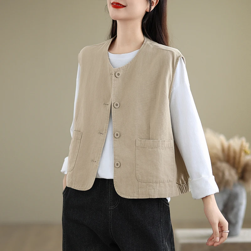 Spring New Sle Loose Cotton Linen Vest Jaet with kets Pure Color Women's ort Top Slimming Outerwear Commute Friendly
Spring New Sle Loose Cotton Linen Vest Jaet with kets Pure Color Women's ort Top Slimming Outerwear Commute Friendly