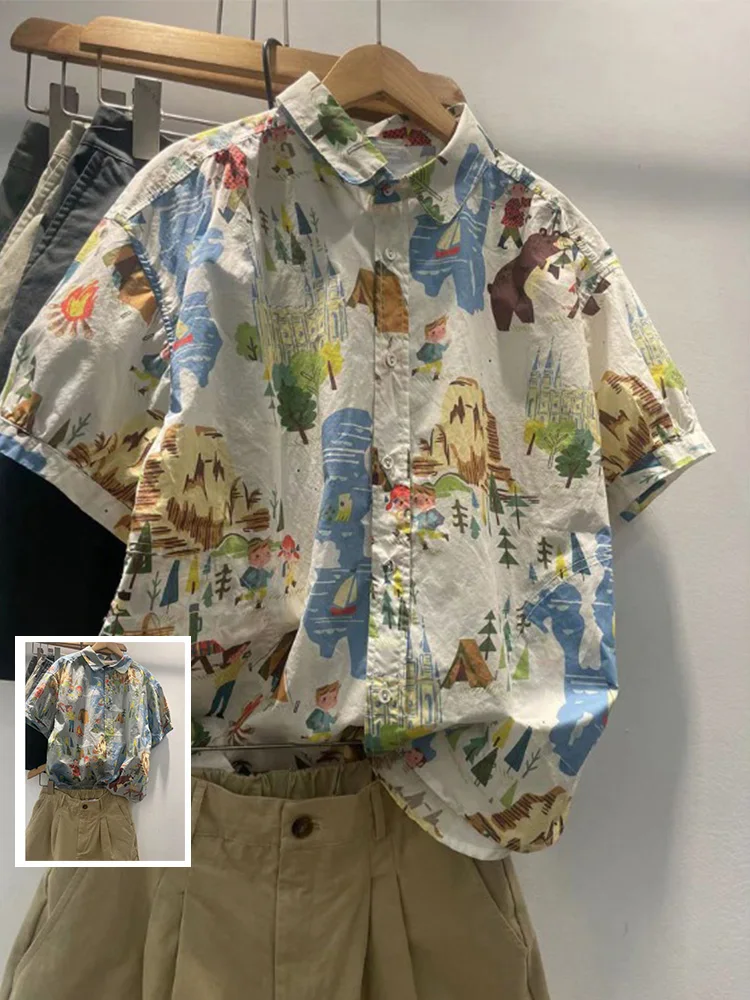 Casual Cartoon Print Thin irt Large Size Women's plus Size ort Sve Single Button Turn-down Collar Belly Concealing You...
Casual Cartoon Print Thin irt Large Size Women's plus Size ort Sve Single Button Turn-down Collar Belly Concealing You...