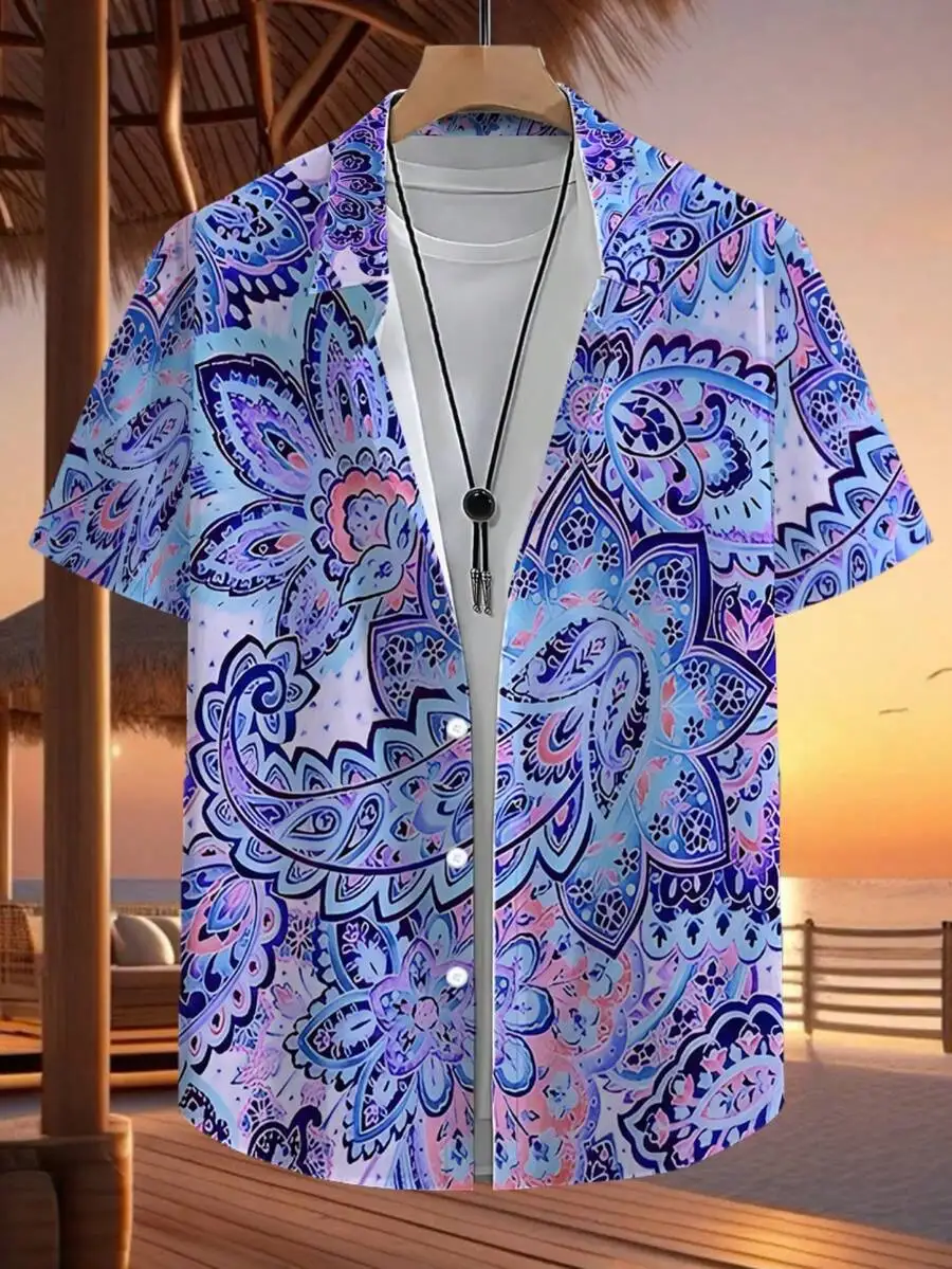 Mens Blue Purple Floral Paisley Hawaiian Shirt 3D Printed Casual Beach Top
Mens Blue Purple Floral Paisley Hawaiian Shirt 3D Printed Casual Beach Top