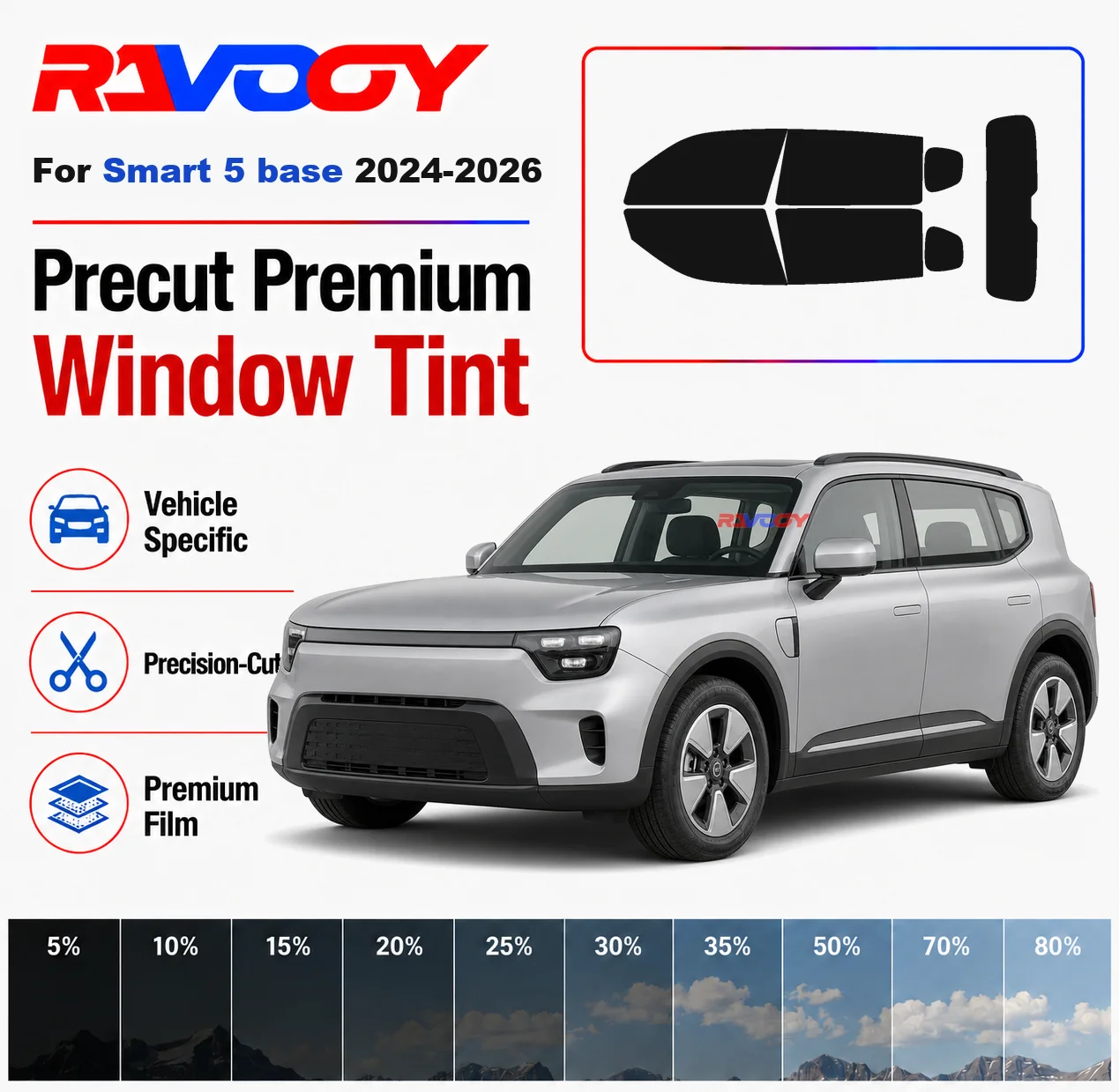 Premium Precut Window Tint Kit Front Windows Rear Windows Rear Windshield For Smart 5 base 2024-2026 Car Solar Nano Ceramic Film
Premium Precut Window Tint Kit Front Windows Rear Windows Rear Windshield For Smart 5 base 2024-2026 Car Solar Nano Ceramic Film