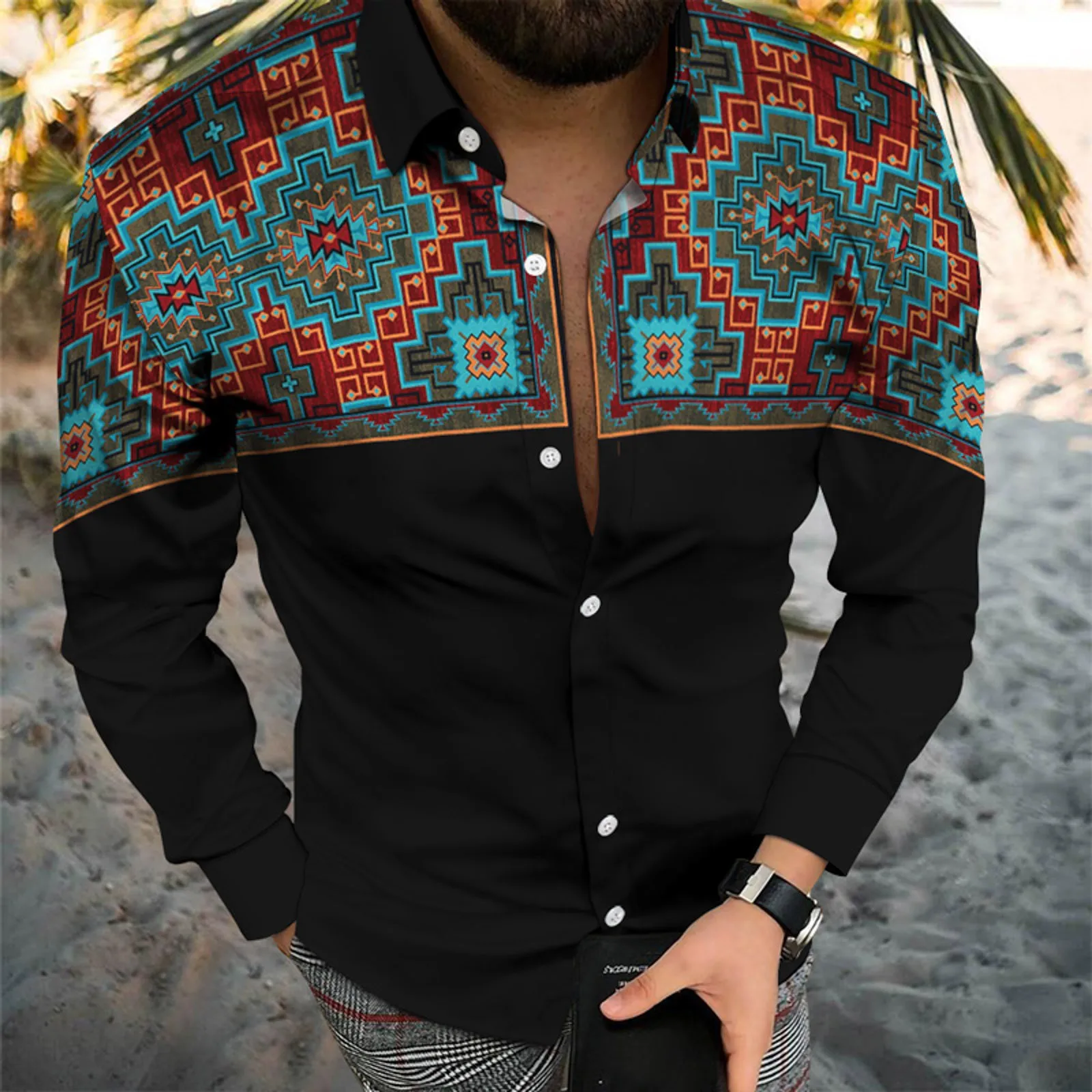 Summer New Retro Men's Shirts Hawaii Men's Fashion Casual Buttoned Shirt Aztec Ethnic Print Long Sleeve Blouses Plus size S-5XL
Summer New Retro Men's Shirts Hawaii Men's Fashion Casual Buttoned Shirt Aztec Ethnic Print Long Sleeve Blouses Plus size S-5XL
