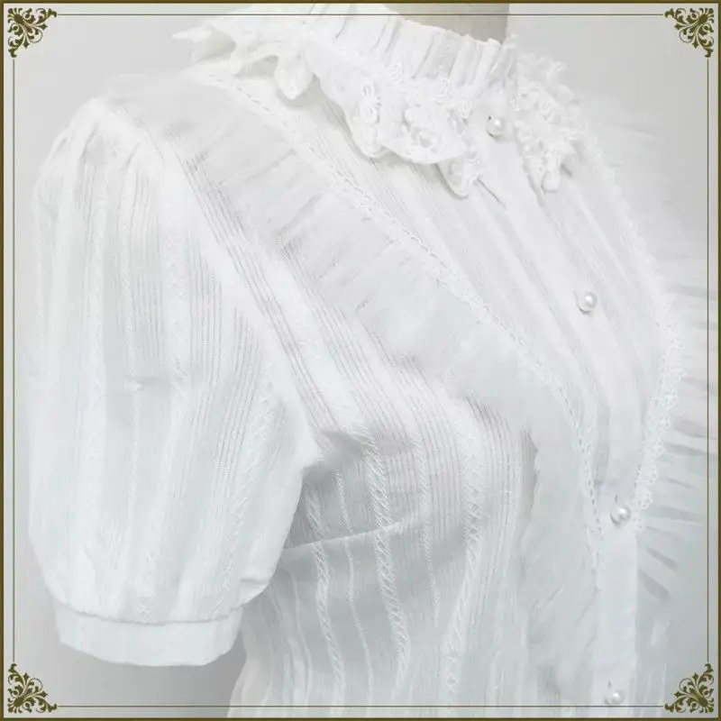 Летняя блузка Topenomi в стиле Sweet Lolita для женщин: с воротником-стойкой, кружевными оборками, сетчатыми вставками, коротким рукавом, в стиле Kawaii, универсальная, Y2K
Летняя блузка Topenomi в стиле Sweet Lolita для женщин: с воротником-стойкой, кружевными оборками, сетчатыми вставками, коротким рукавом, в стиле Kawaii, универсальная, Y2K