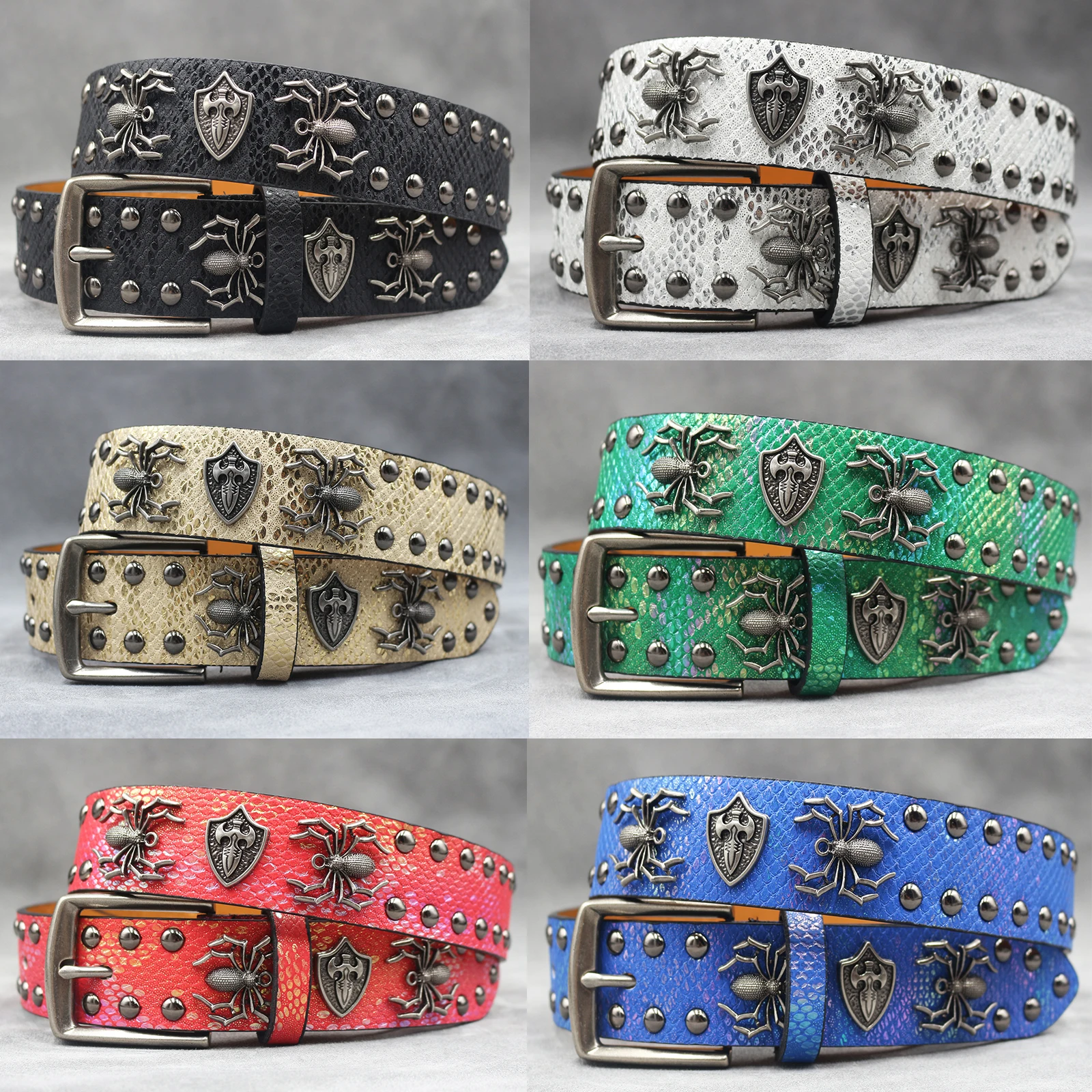 Punk Y2K Rivet spider Belt Men's Multi -colored Leather Belt Pin Buckle Belt For Jeans Female Personality Cool Gift
Punk Y2K Rivet spider Belt Men's Multi -colored Leather Belt Pin Buckle Belt For Jeans Female Personality Cool Gift