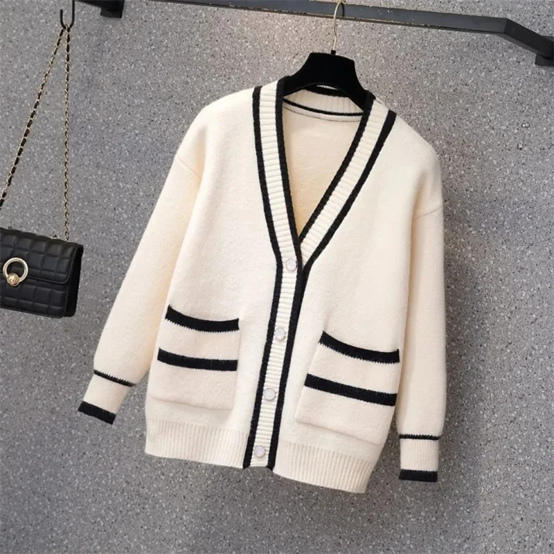 Fashion V-Neck Knitted Cardigan Sweater For Women Korean Version Versatile Loose Sweater Jacket New Autumn Winter Top Outerwear
Fashion V-Neck Knitted Cardigan Sweater For Women Korean Version Versatile Loose Sweater Jacket New Autumn Winter Top Outerwear