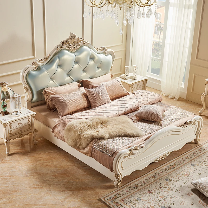 Solid Wood European Bed Double Leather Aesthetics Sleeping Princess Bed Art Design Frame Sleeping Letto Matrimoniale Furniture
Solid Wood European Bed Double Leather Aesthetics Sleeping Princess Bed Art Design Frame Sleeping Letto Matrimoniale Furniture
