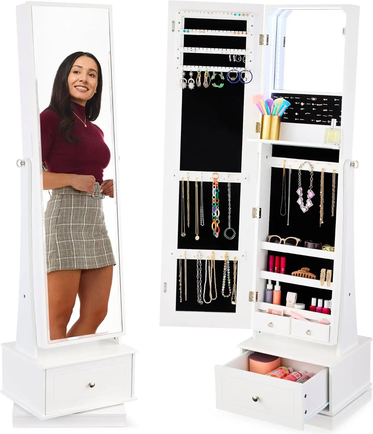 Best Choice Products 360 Swivel Mirrored Jewelry Cabinet, Standing Armoire, Makeup Storage Organizer
Best Choice Products 360 Swivel Mirrored Jewelry Cabinet, Standing Armoire, Makeup Storage Organizer