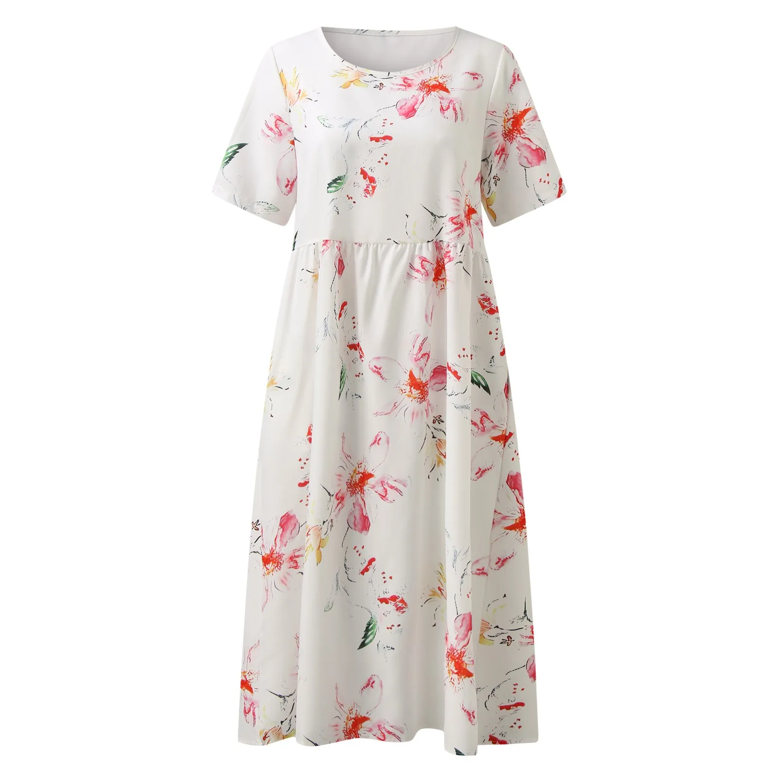Women Summer Casual Floral Print Dress Vintage Round Neck Short Sleeve Loose Dresses Bohemian Beach Sundress Vestidos Femme
Women Summer Casual Floral Print Dress Vintage Round Neck Short Sleeve Loose Dresses Bohemian Beach Sundress Vestidos Femme