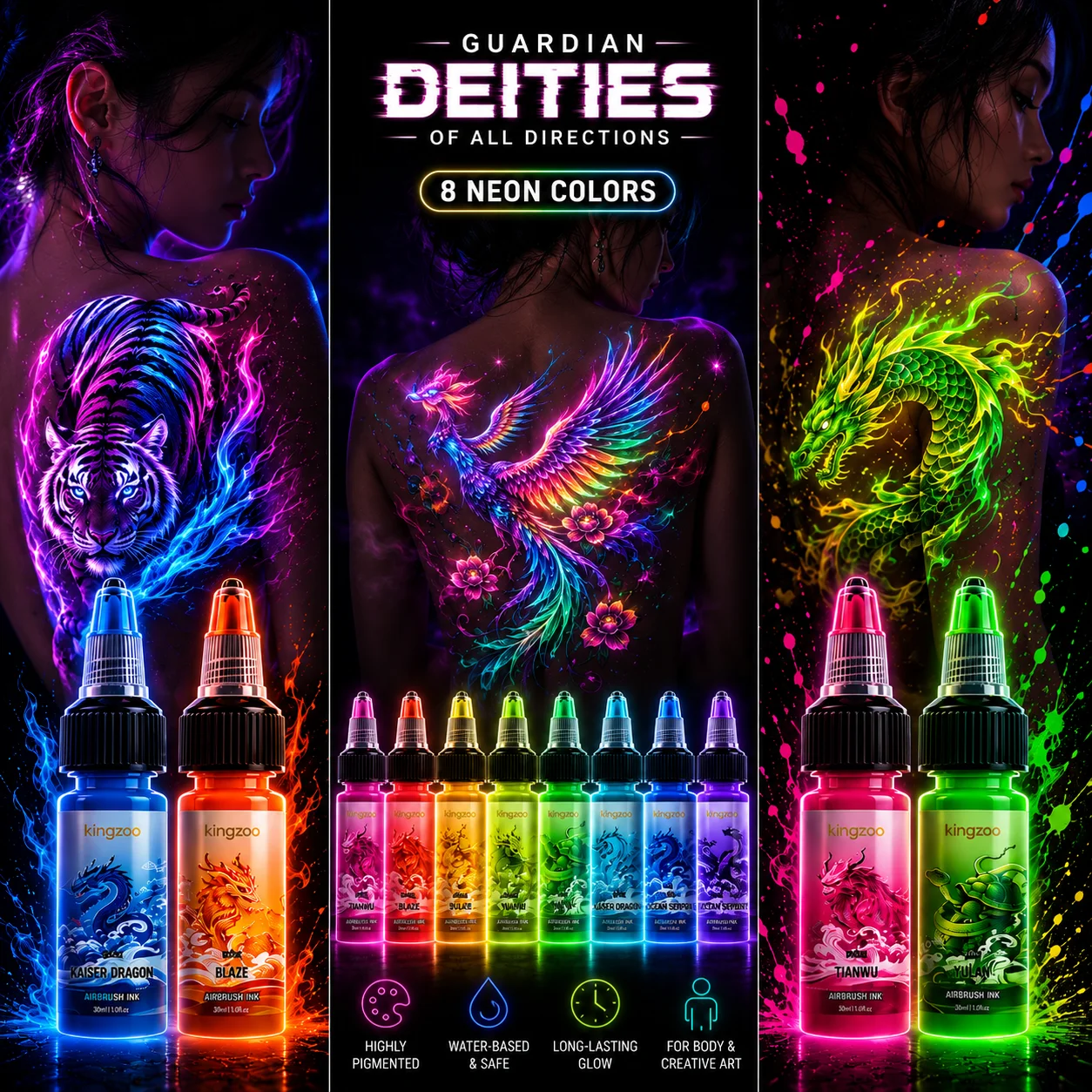 8Pcs Kingzoo UV Neon Tattoo Ink 15ml Luminous Fluorescent Pigment for Body Art Airbrush Tattoo Supplies
8Pcs Kingzoo UV Neon Tattoo Ink 15ml Luminous Fluorescent Pigment for Body Art Airbrush Tattoo Supplies