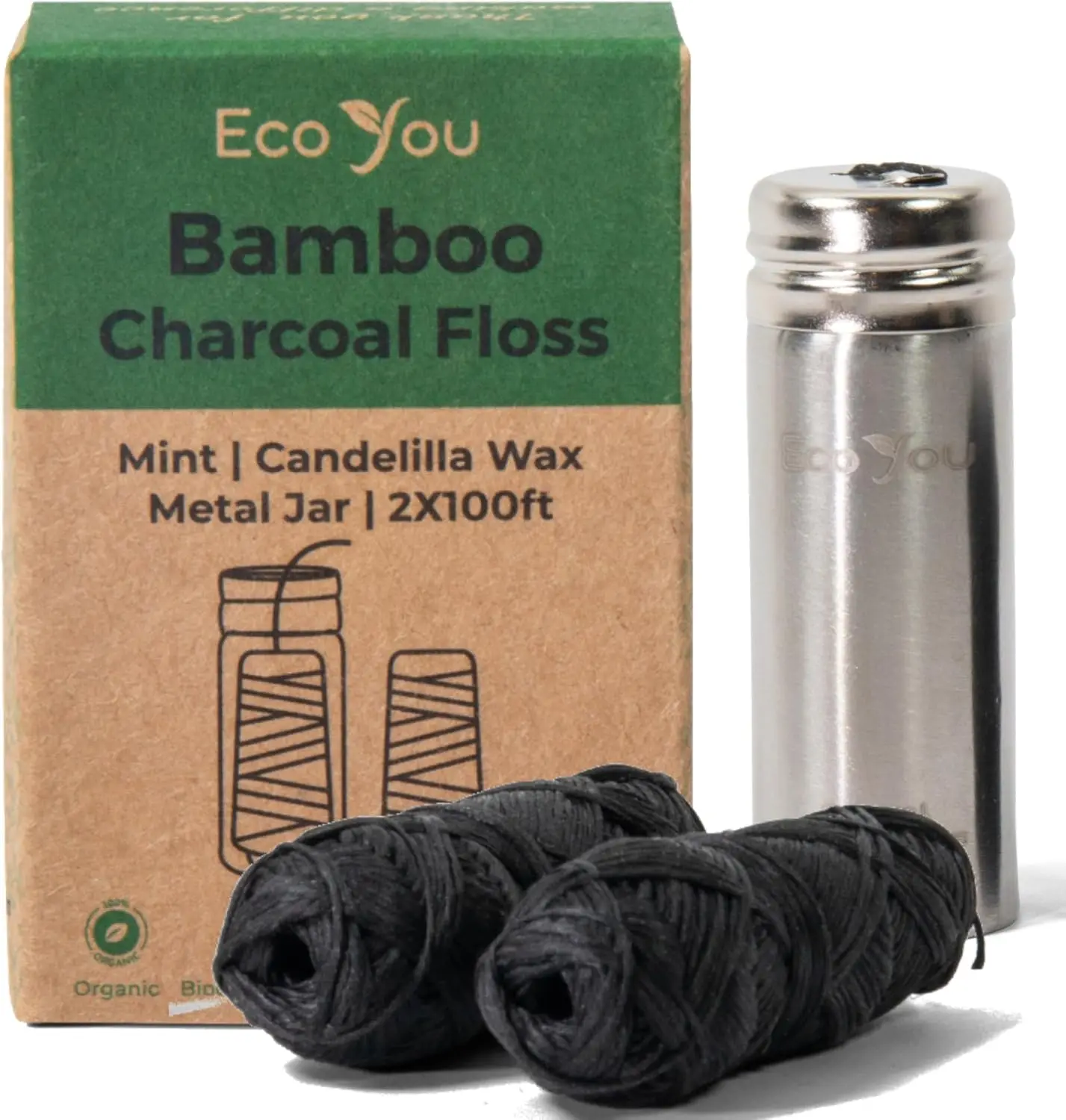 Charcoal Bamboo Floss Refill 2-Pack with Metal Case, Mint & Candelilla Wax, Vegan, Biodegradable
Charcoal Bamboo Floss Refill 2-Pack with Metal Case, Mint & Candelilla Wax, Vegan, Biodegradable