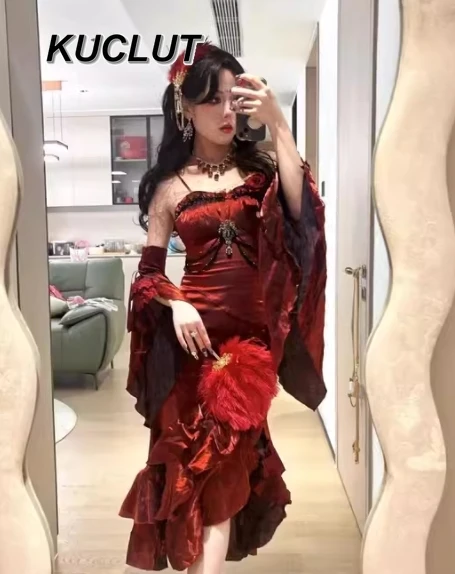 Fashion Casual Lady Spaghetti Strap Fishtail Dress Lolita Punk Style Elegant 2025 New Summer Sexy Birthday Dresses for Women
Fashion Casual Lady Spaghetti Strap Fishtail Dress Lolita Punk Style Elegant 2025 New Summer Sexy Birthday Dresses for Women