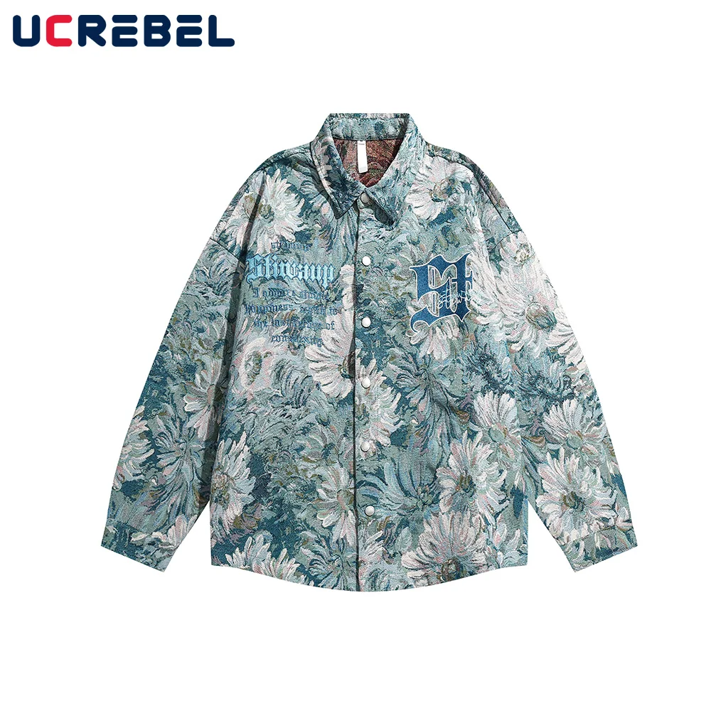 Letter Embroidery Jacquard Shirts Mens Spring Retro High Street Thick Lapel Long Sleeve Single Breasted Shirts Men
Letter Embroidery Jacquard Shirts Mens Spring Retro High Street Thick Lapel Long Sleeve Single Breasted Shirts Men