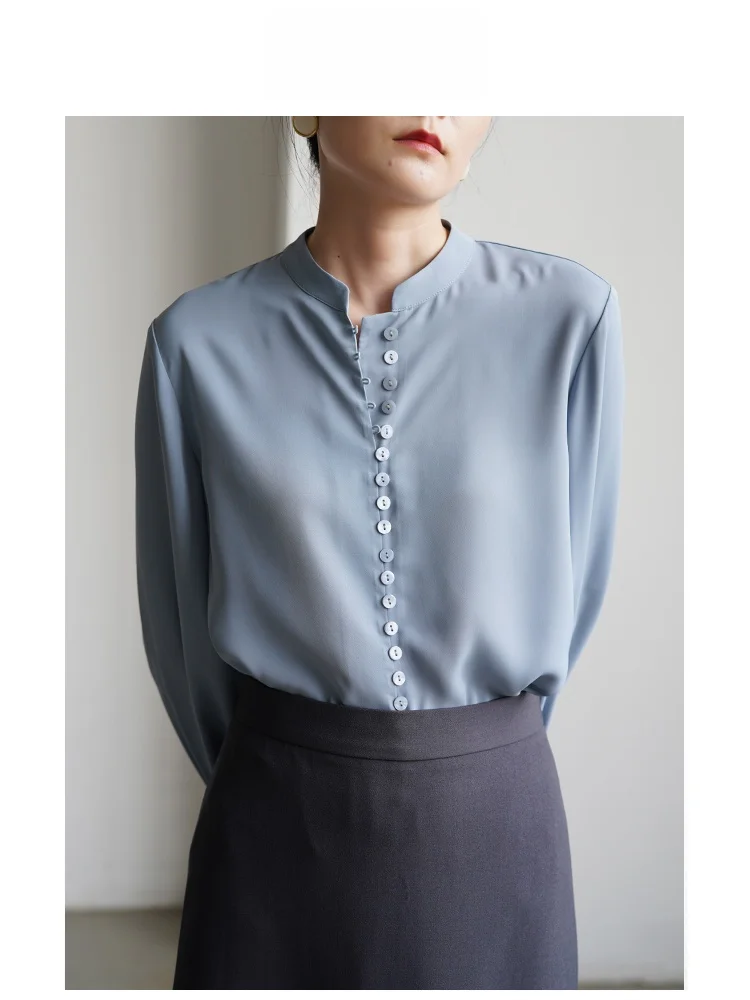 Elegant Blue Long Sleeve Shirt for Women with Multiple Buttons Professional Design Spring Autumn Casual Office Wear
Elegant Blue Long Sleeve Shirt for Women with Multiple Buttons Professional Design Spring Autumn Casual Office Wear