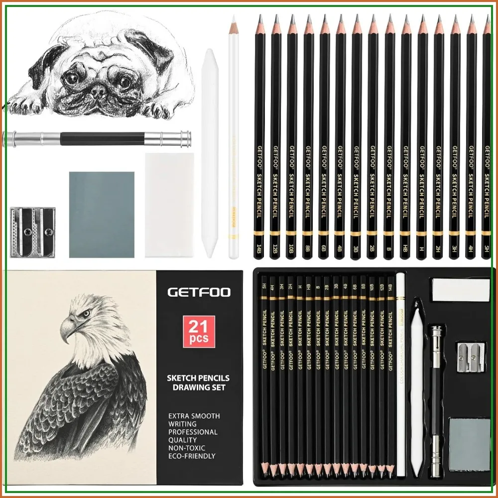 21-Piece Drawing Pencil Set for Artists, Graphite & Charcoal, Shading & Blending Kit for Beginners & Pros
21-Piece Drawing Pencil Set for Artists, Graphite & Charcoal, Shading & Blending Kit for Beginners & Pros